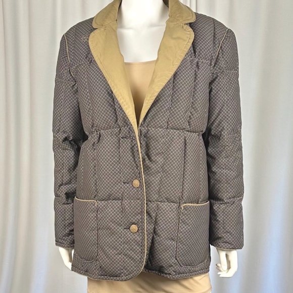 bill blass Jackets & Blazers - Vintage ‘Bill Blass’ Down Filled Brown Check Short Puffer - Winter Coat - S/M